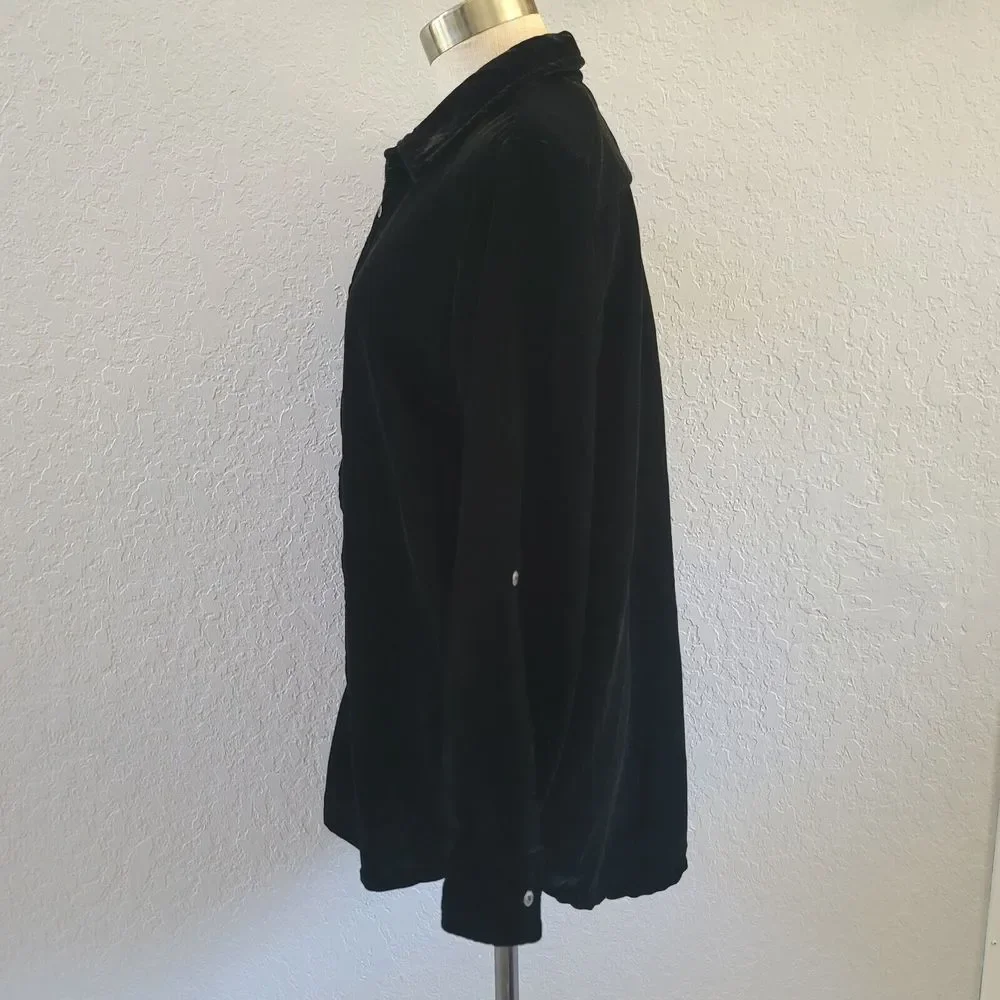Kyla Seo Caite Blouse Shirt Women's Small Black Velvet NWOT - Picture 4 of 8